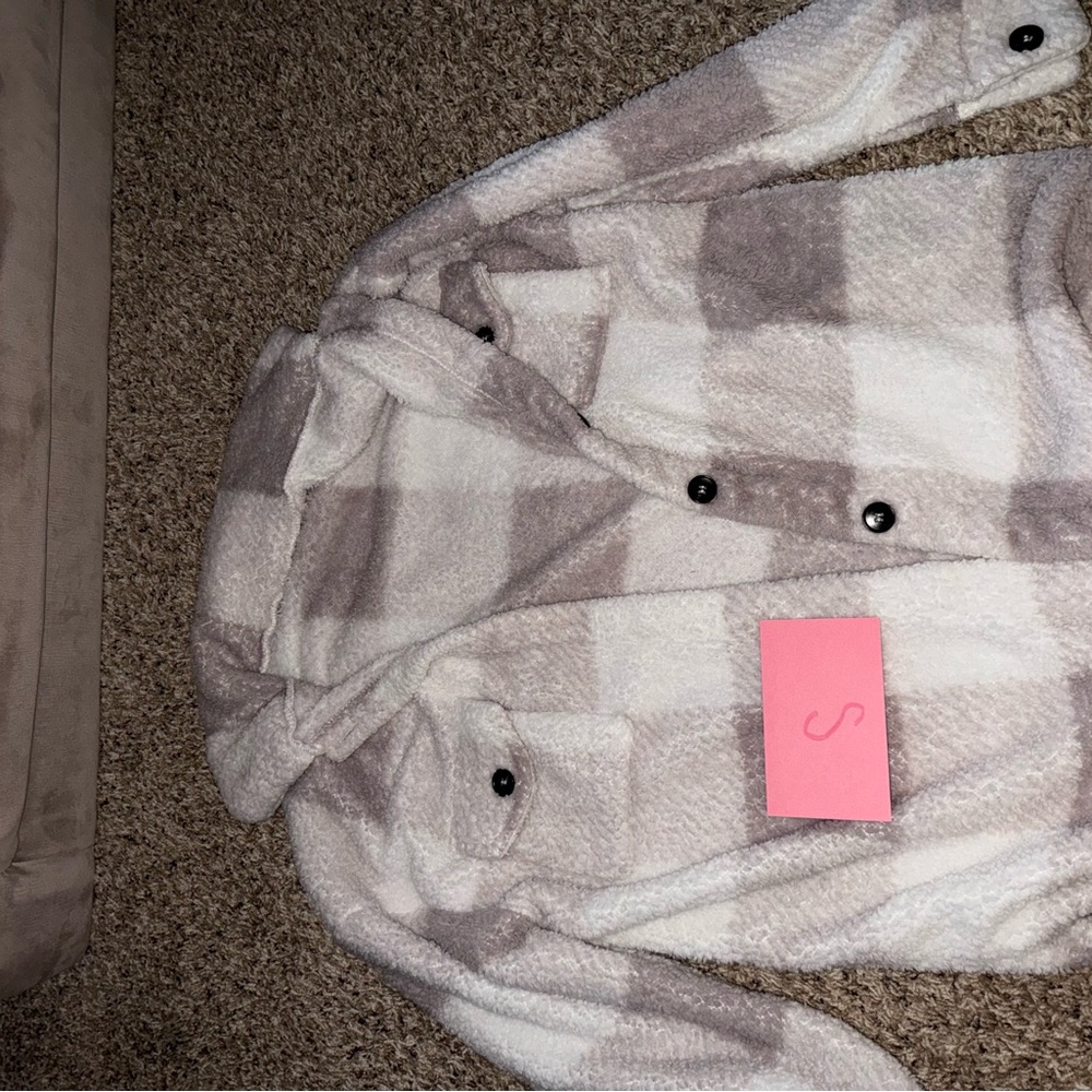 Cozy Plaid Hooded Shacket - Cream & Taupe